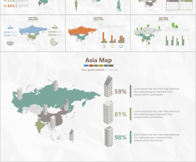 世界地图PPT模板数据信息可视化分析元素插画素材World Map Presentation