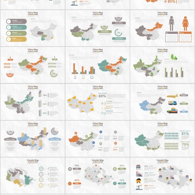 世界地图PPT模板数据信息可视化分析元素插画素材World Map Presentation