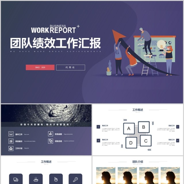 紫色团队绩效考核工作汇报PPT模板