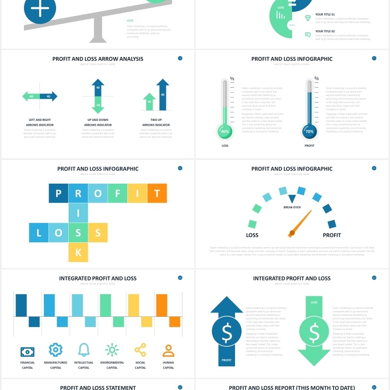 盈亏损益表天枰数据对比分析PPT信息图表素材Profit and Loss Slides Powerpoint