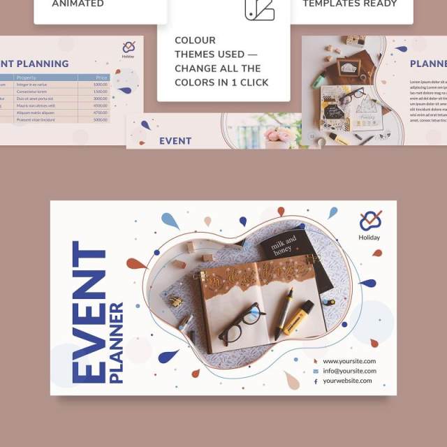 活动策划商业计划书PPT模板不含照片Event Planner PowerPoint Presentation Template