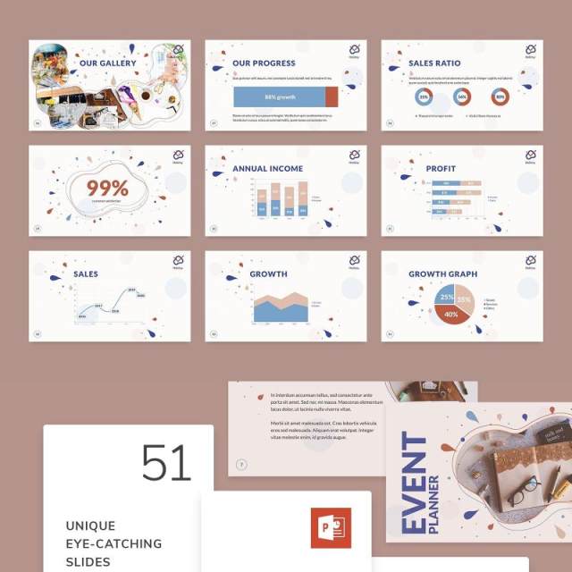 活动策划商业计划书PPT模板不含照片Event Planner PowerPoint Presentation Template