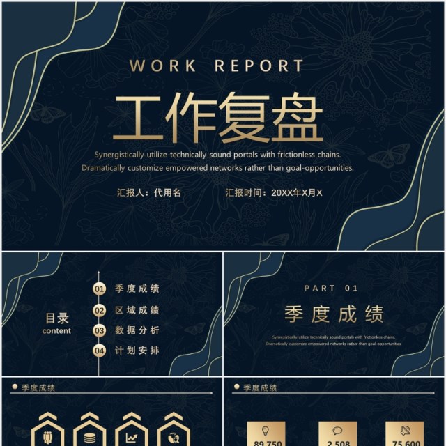 黑金色部门工作复盘总结汇报PPT模板 黑金色部门工作复盘总结汇报PPT模板