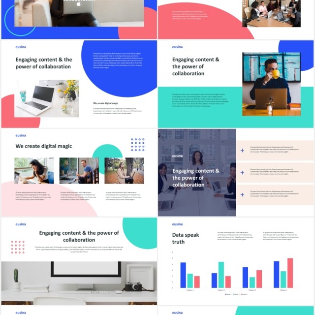 商务公司宣传介绍PPT模板eusin corporate theme powerpoint template