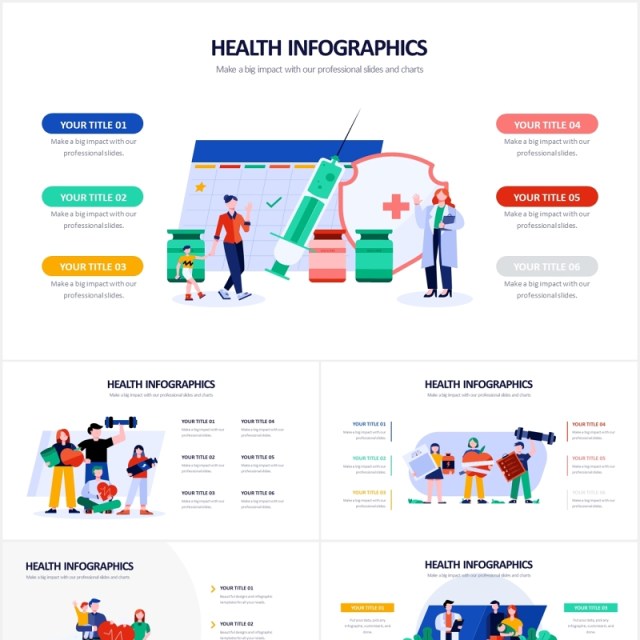 医疗健康医院医护人员插画信息图表PPT素材Health Powerpoint Slides