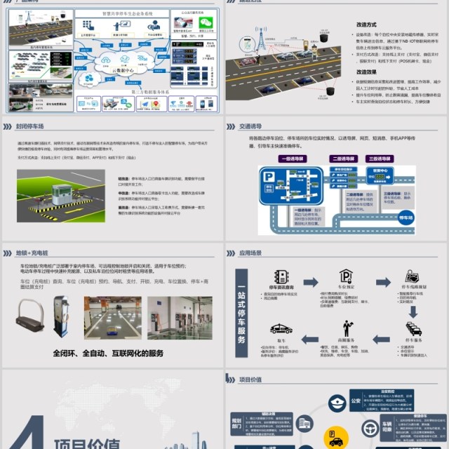 简约城市智慧停车PPT模板 简约城市智慧停车PPT模板