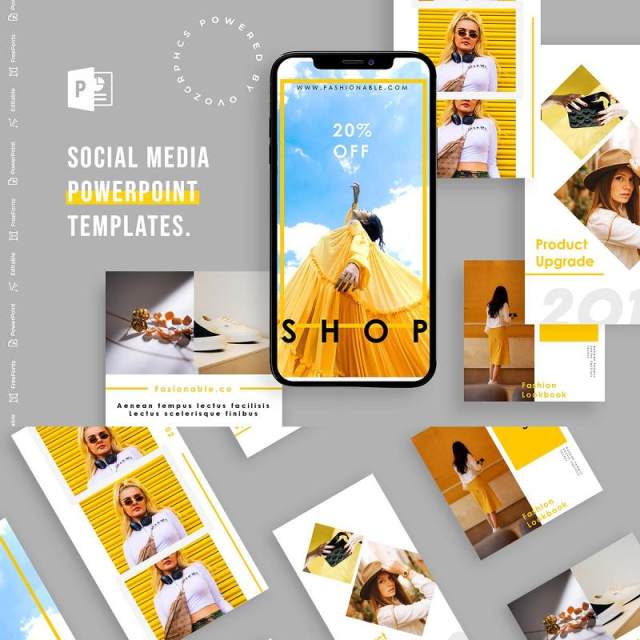 简约简洁手机竖版社交媒体PPT模板Social Media PowerPoint Template