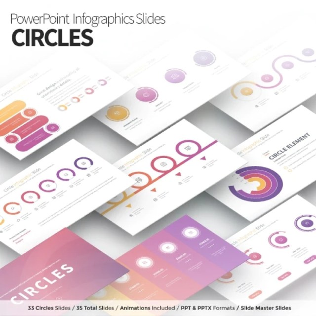 圆圈圆形环状PPT信息图表幻灯片演示 CIRCLES - PowerPoint Infographics Slides