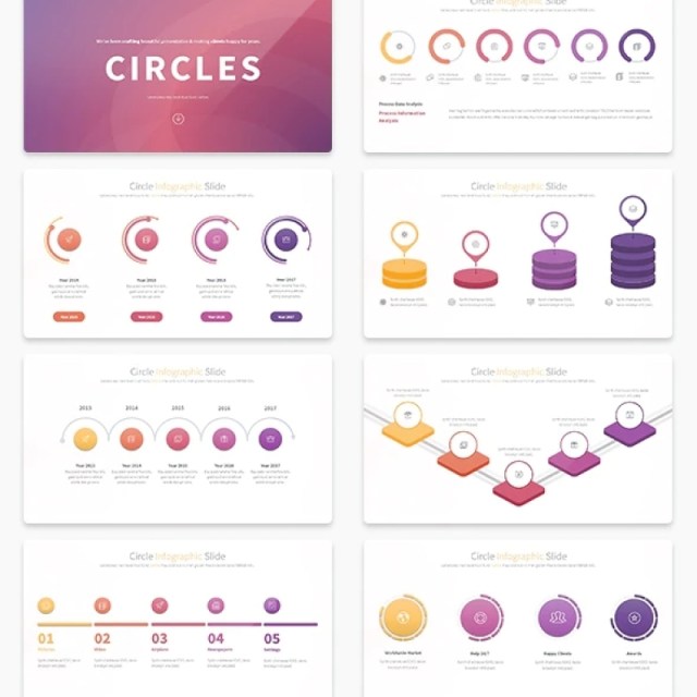 圆圈圆形环状PPT信息图表幻灯片演示 CIRCLES - PowerPoint Infographics Slides