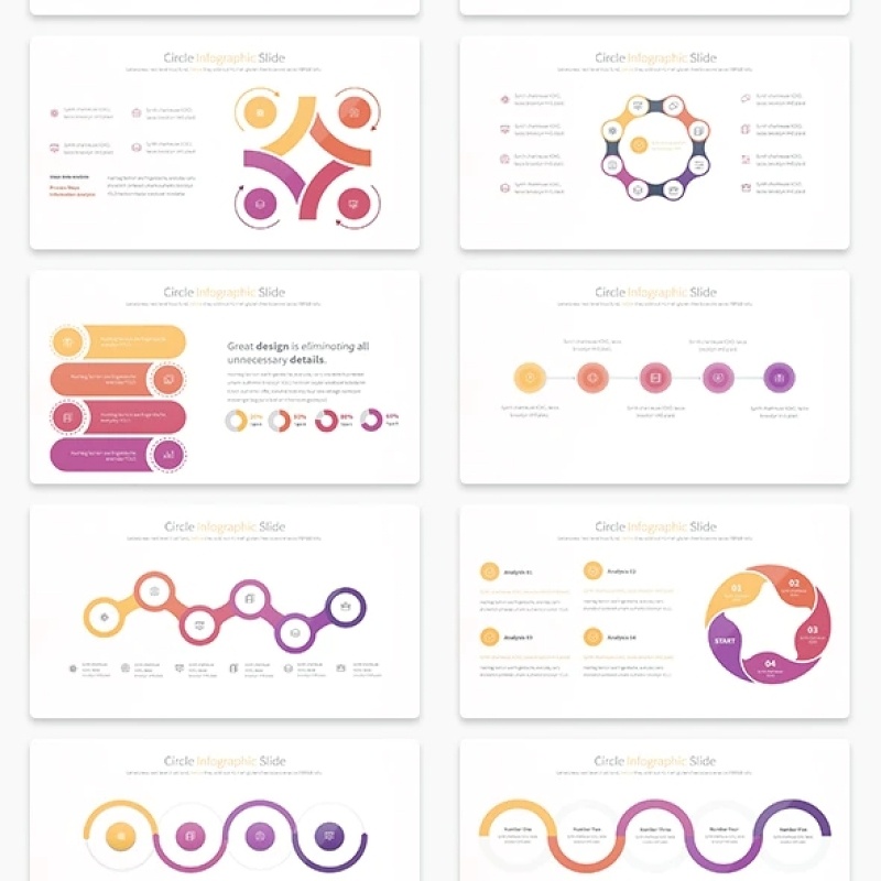 圆圈圆形环状PPT信息图表幻灯片演示 CIRCLES - PowerPoint Infographics Slides