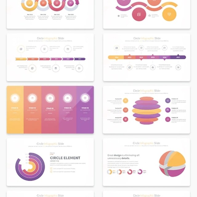 圆圈圆形环状PPT信息图表幻灯片演示 CIRCLES - PowerPoint Infographics Slides