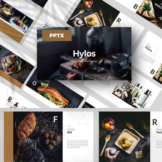 餐饮美食宣传介绍PPT版式设计Hylos Powerpoint Template