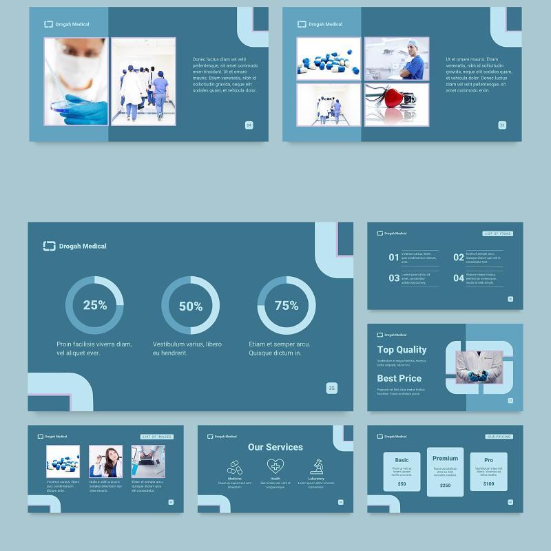 蓝色诊所医疗医院医生PPT模板不含照片Clinic PowerPoint Presentation Template