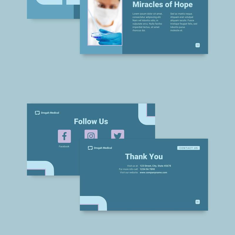 蓝色诊所医疗医院医生PPT模板不含照片Clinic PowerPoint Presentation Template