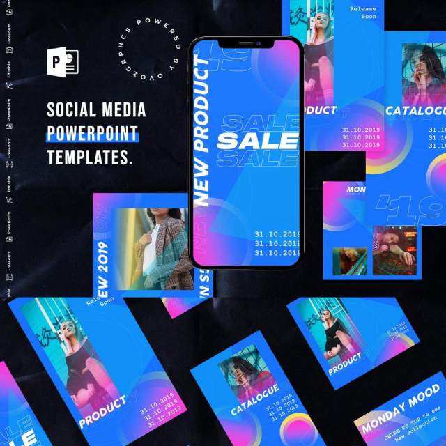 蓝色炫彩手机竖版社交媒体杂志PPT版式模板Social Media PowerPoint Template 蓝色炫彩手机竖版社交媒体杂志PPT版式模板Social Media PowerPoint Template
