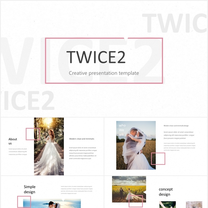 婚礼婚纱摄影电子照片图片排版PPT国外模板Twices - Powerpoint