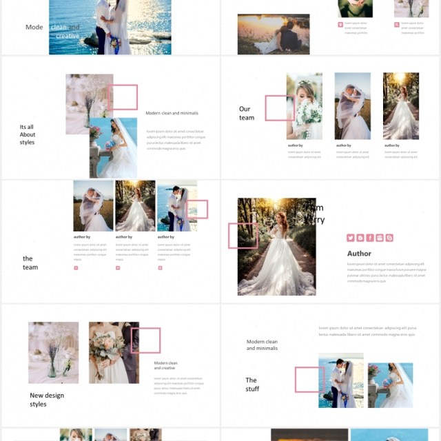 婚礼婚纱摄影电子照片图片排版PPT国外模板Twices - Powerpoint