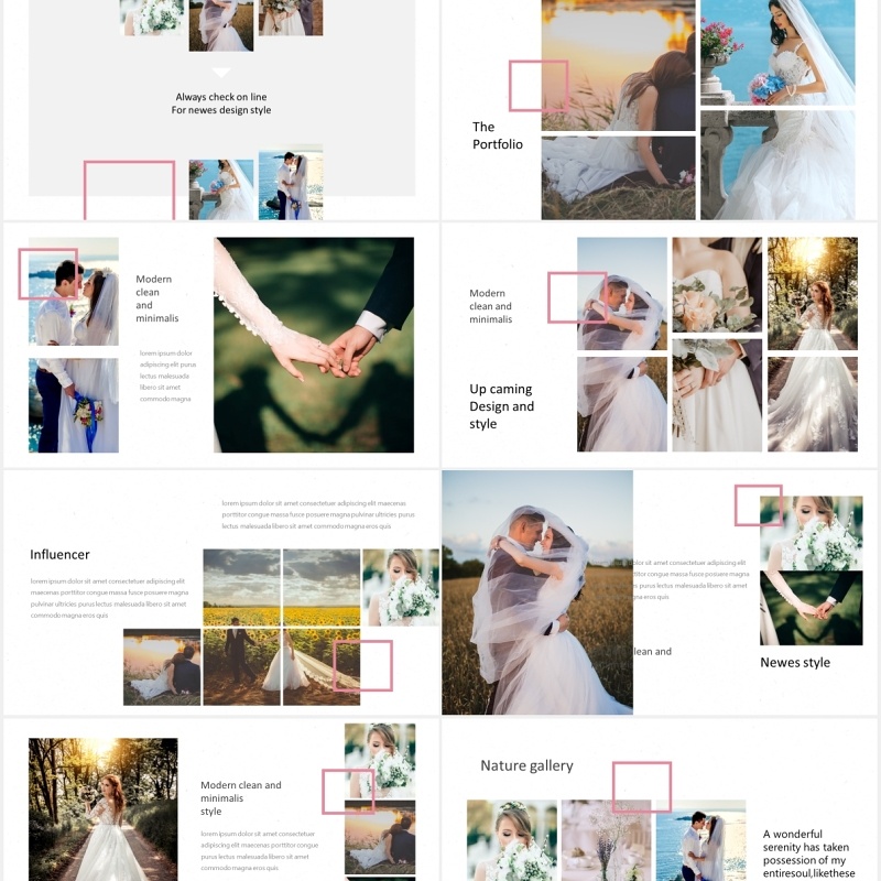 婚礼婚纱摄影电子照片图片排版PPT国外模板Twices - Powerpoint