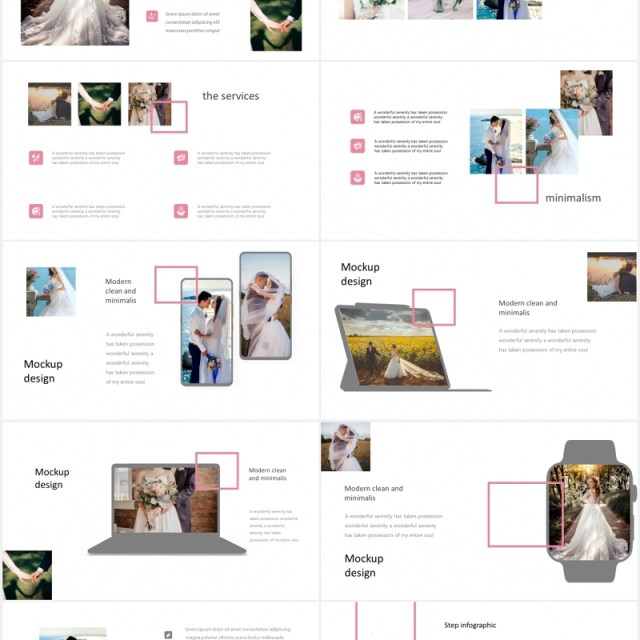 婚礼婚纱摄影电子照片图片排版PPT国外模板Twices - Powerpoint