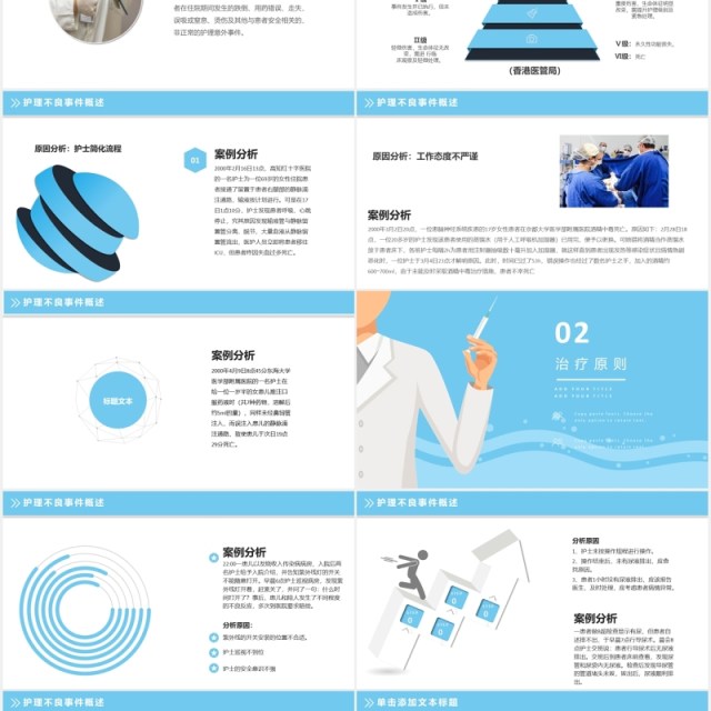 浅蓝色医疗医院医生护理不良事件分析PPT模板