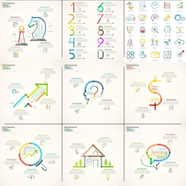 创意图形彩色细线大纲目录信息图表可视化AI矢量图标素材Outline Infographic 创意图形彩色细线大纲目录信息图表可视化AI矢量图标素材Outline Infographic