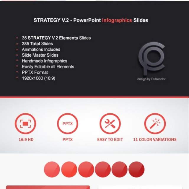 11套色系战略策略V.2PPT信息图表幻灯片Strategy V.2 - PowerPoint Infographics Slides