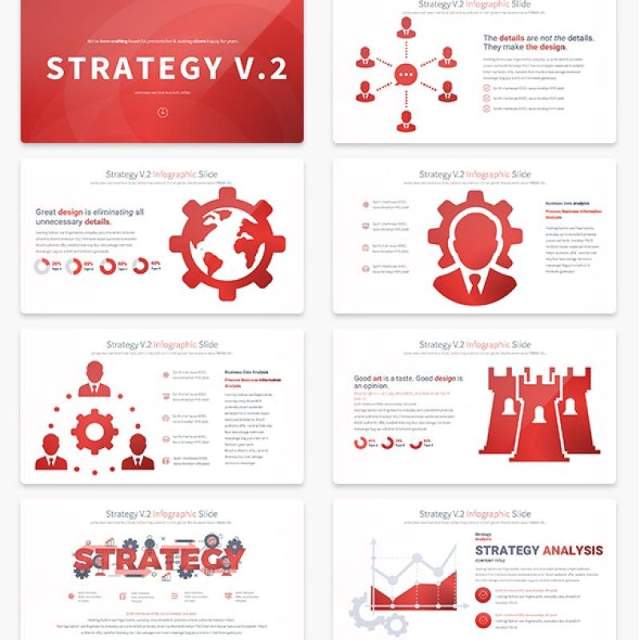 11套色系战略策略V.2PPT信息图表幻灯片Strategy V.2 - PowerPoint Infographics Slides