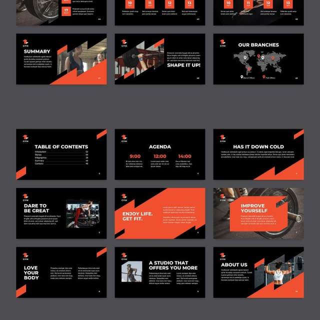 黑色健身房宣传介绍PPT模板不含照片Gym PowerPoint Presentation Template 黑色健身房宣传介绍PPT模板不含照片Gym PowerPoint Presentation Template