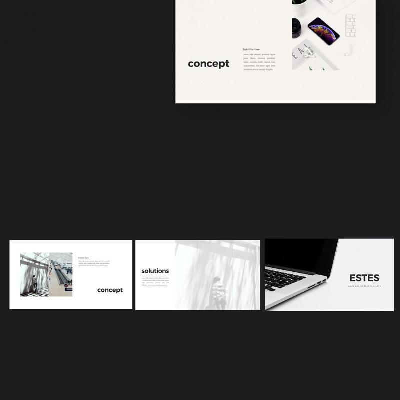 创意简洁公司业务宣传PPT模板不含照片ESTES Powerpoint Business Minimal Corporate