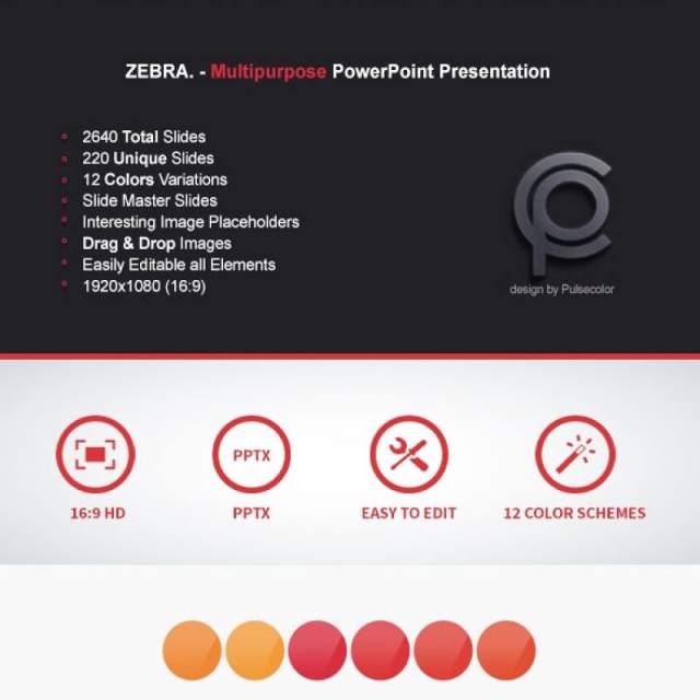 12套色系商务多用途PPT信息图表幻灯片演示Zebra - Multipurpose PowerPoint Presentation