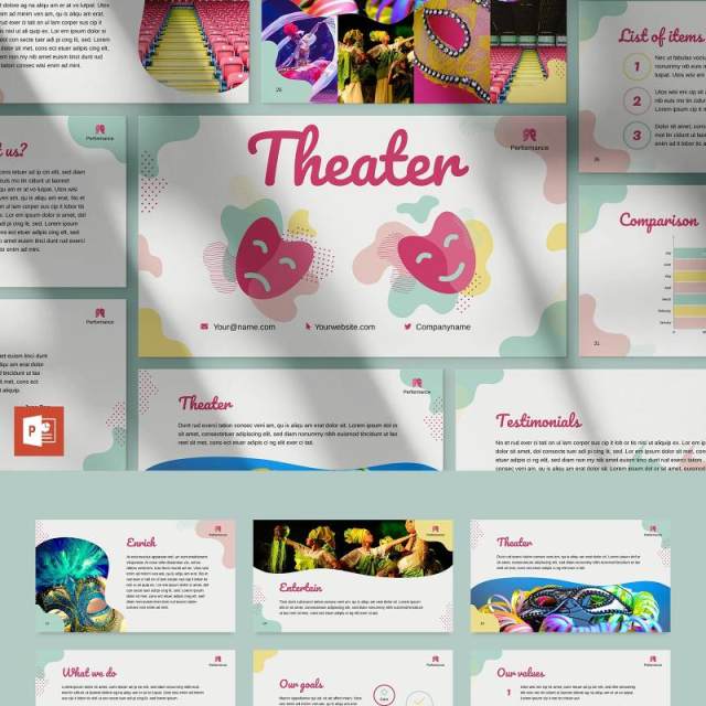 戏剧院剧场PPT模板不含照片Theater PowerPoint Presentation Template