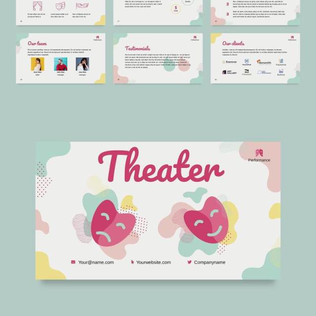 戏剧院剧场PPT模板不含照片Theater PowerPoint Presentation Template