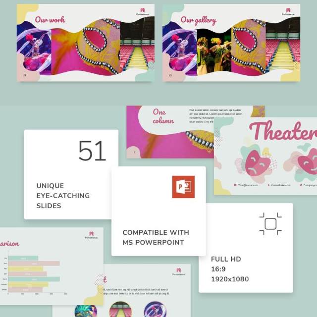 戏剧院剧场PPT模板不含照片Theater PowerPoint Presentation Template