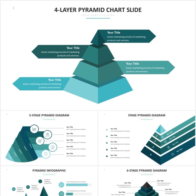 6步骤金字塔信息图表PPT素材Pyramid Slides Powerpoint Template