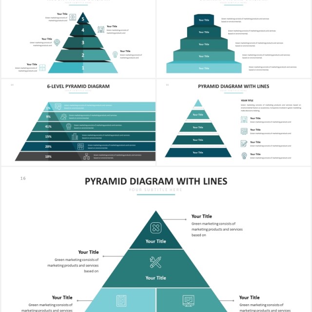 6步骤金字塔信息图表PPT素材Pyramid Slides Powerpoint Template