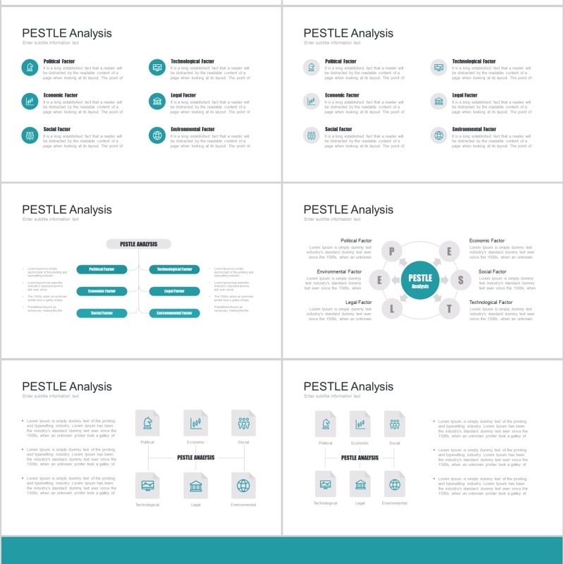 7套色系宏观大环境PESTEL分析PPT模板信息图表素材PESTELanalysis powerpoint