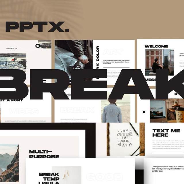 简约简洁商业商务公司介绍汇报PPT模板不含照片Break Powerpoint Business Corporate