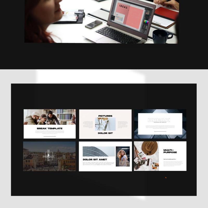 简约简洁商业商务公司介绍汇报PPT模板不含照片Break Powerpoint Business Corporate