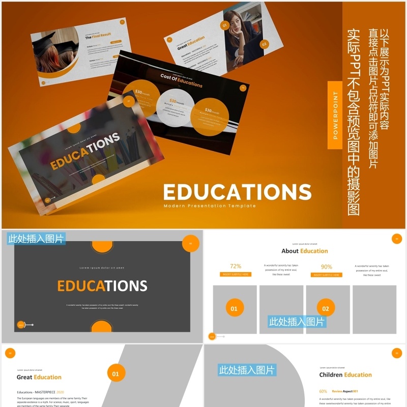 教育培训课件PPT模板图片排版设计Educations Powerpoint Template