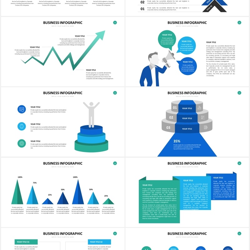 商务市场销售业务信息图表PPT素材Business Infographics Powerpoint Template