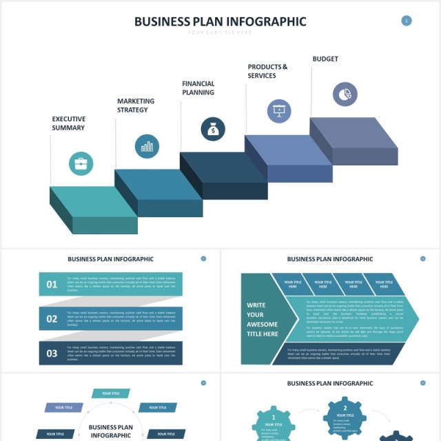 商业项目计划信息图表PPT素材Business Plan Infographics Powerpoint Template