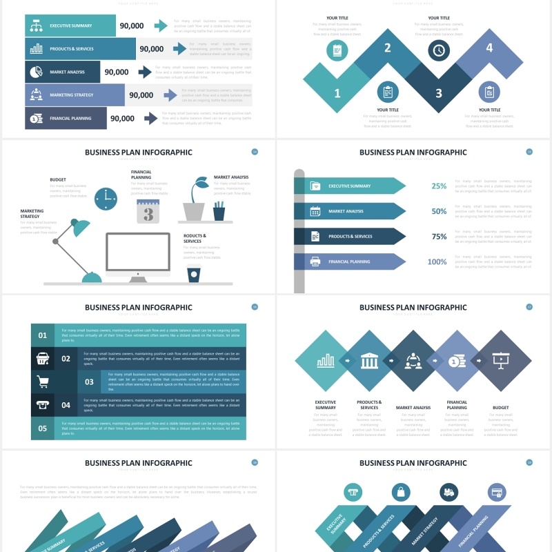 商业项目计划信息图表PPT素材Business Plan Infographics Powerpoint Template