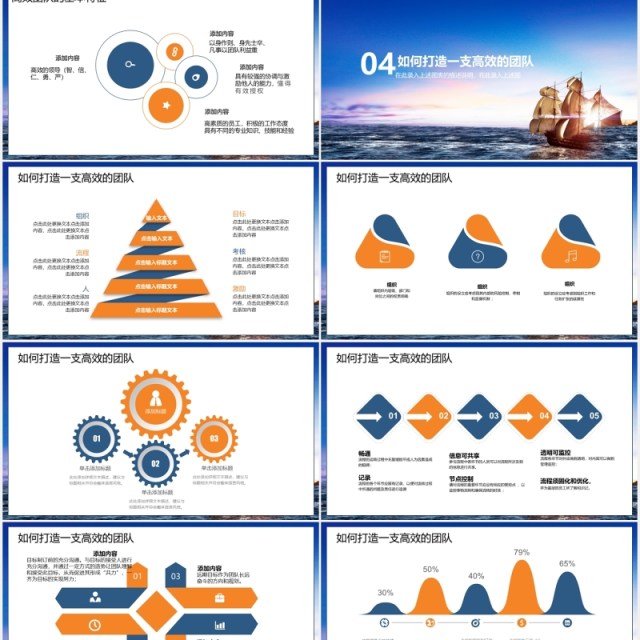 蓝色扬帆起航工作报告PPT模板