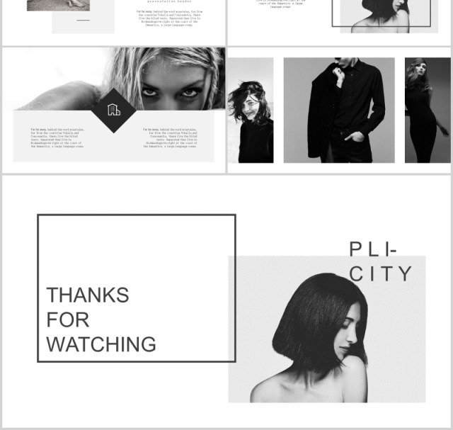 黑白条纹简约时尚公司产品项目介绍PPT模板