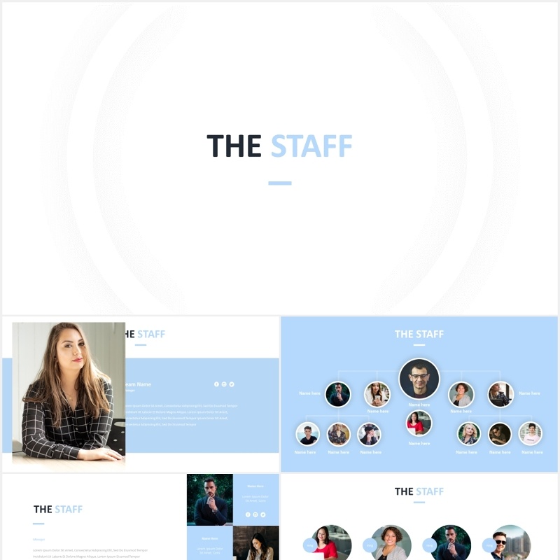 简约公司组织架构图员工团队展示PPT模板The Staff Powerpoint Template