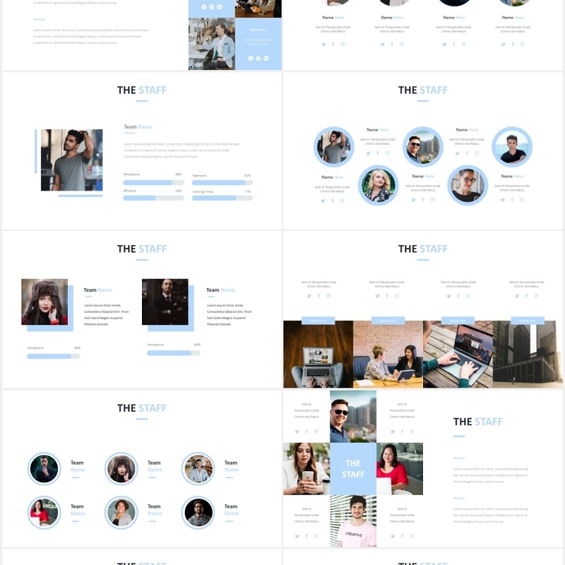 简约公司组织架构图员工团队展示PPT模板The Staff Powerpoint Template