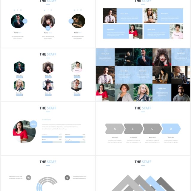 简约公司组织架构图员工团队展示PPT模板The Staff Powerpoint Template