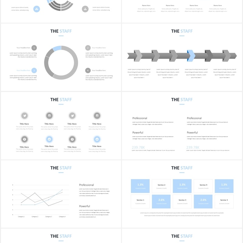 简约公司组织架构图员工团队展示PPT模板The Staff Powerpoint Template