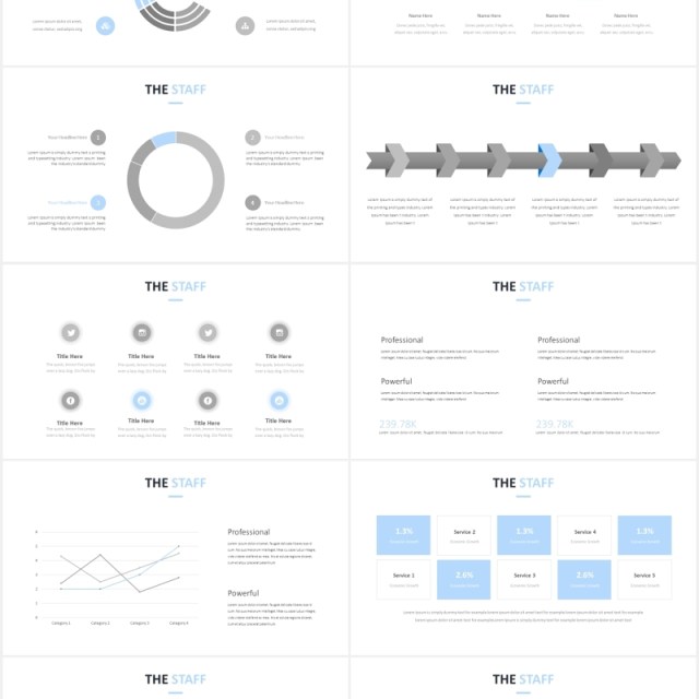 简约公司组织架构图员工团队展示PPT模板The Staff Powerpoint Template