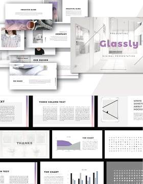 渐变时尚透明图层PPT模板版式设计Glassy Powerpoint Template